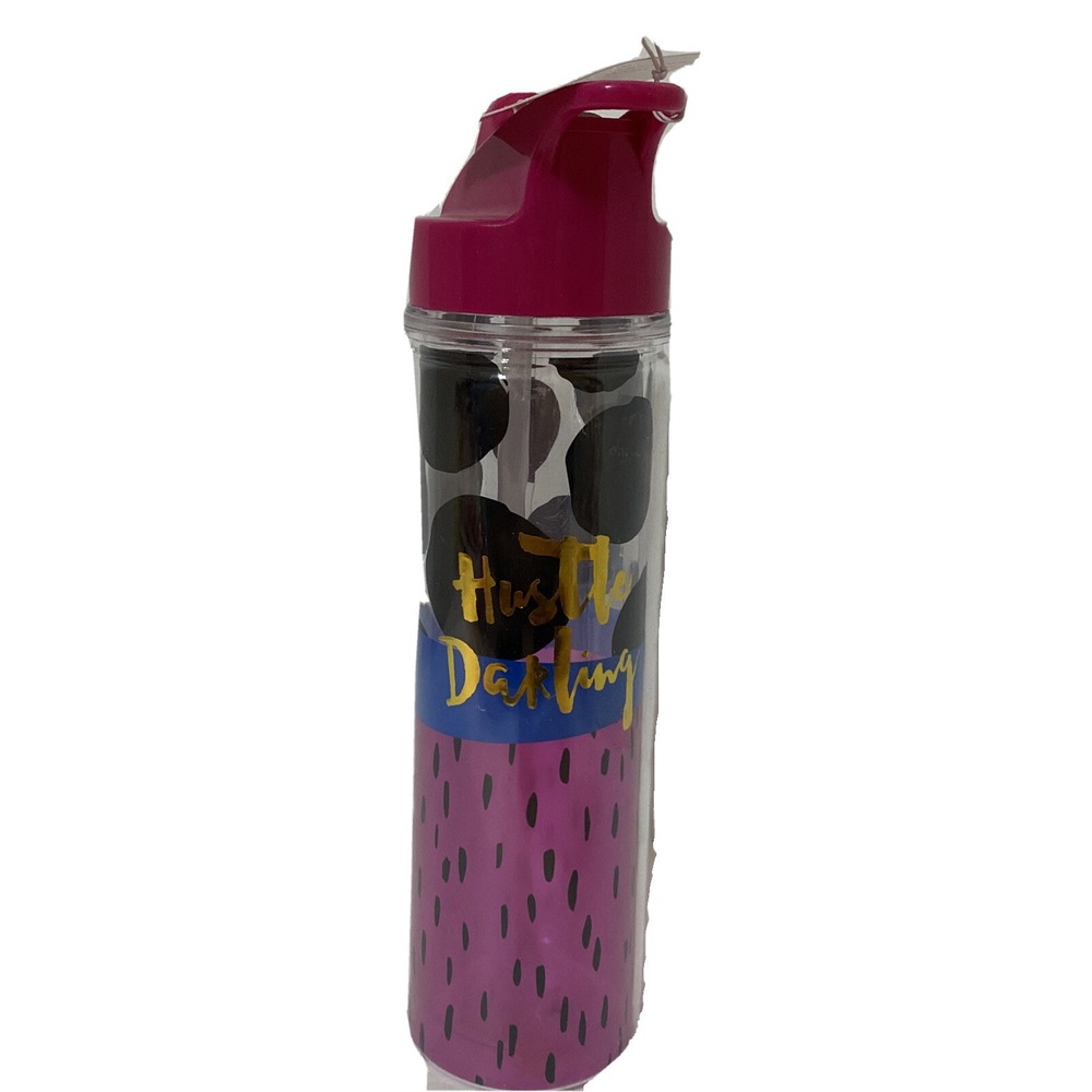 Slant Collections Hustle Darling 18oz Double Wall Water Bottle Pink Polka Dot